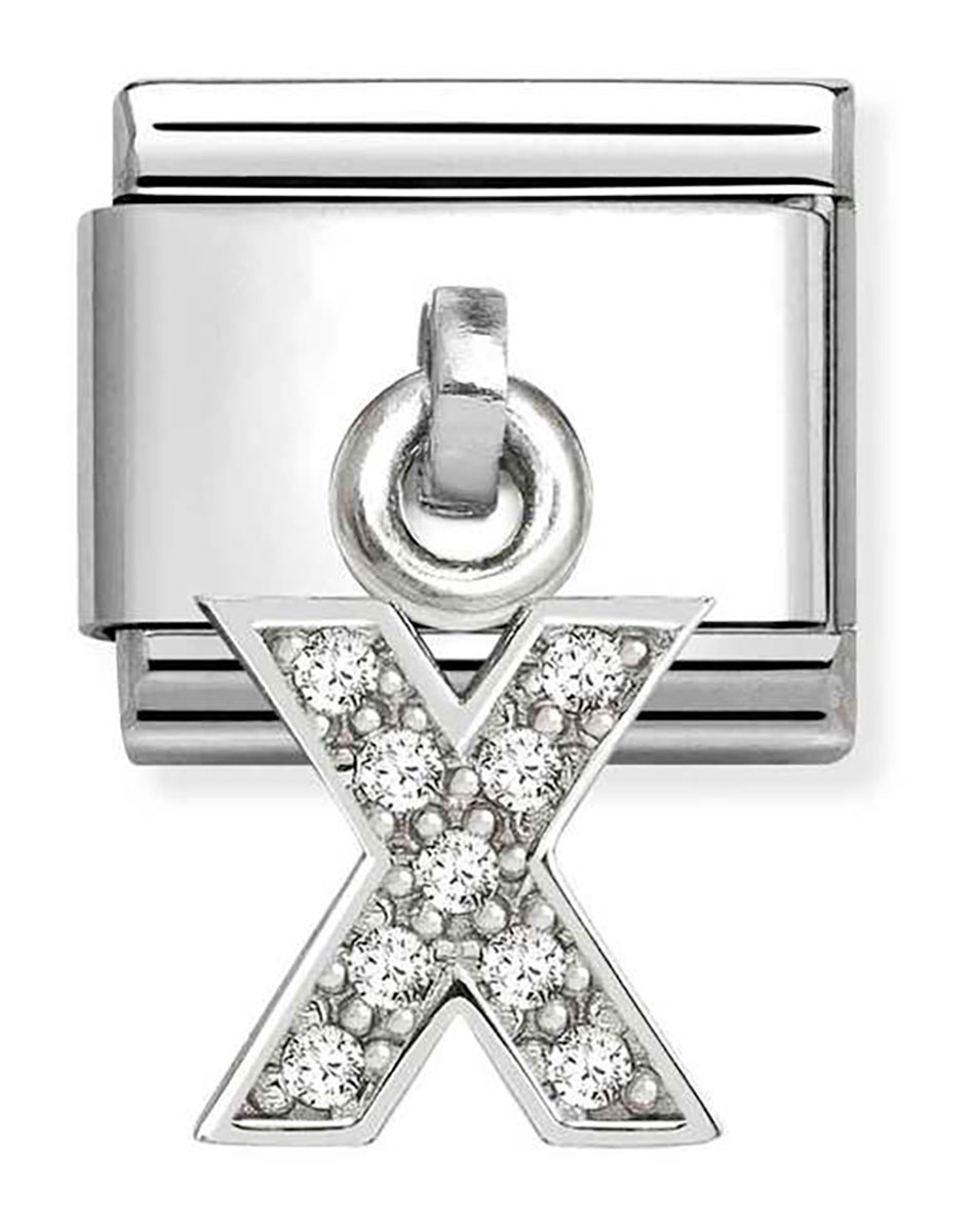 Nomination Composable Classic Silvershine X-kirjain hopea  331818/24