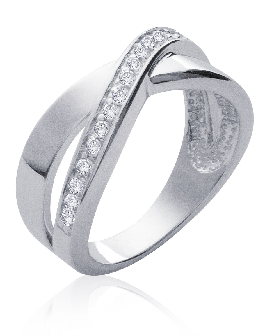 Lykka crossover hopeasormus 8 mm