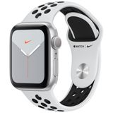 Apple Watch Nike Series 5 GPS hopeanvärinen alumiinikuori 40mm Pure Platinum/musta Nike urheiluranneke MX3R2KS/A
