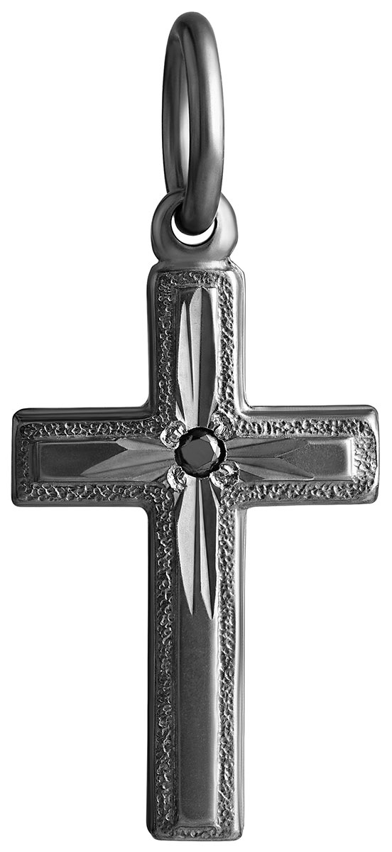 Top Gold hopeinen risti 11x18mm timantti 0.01ct tummennettu 425666354004