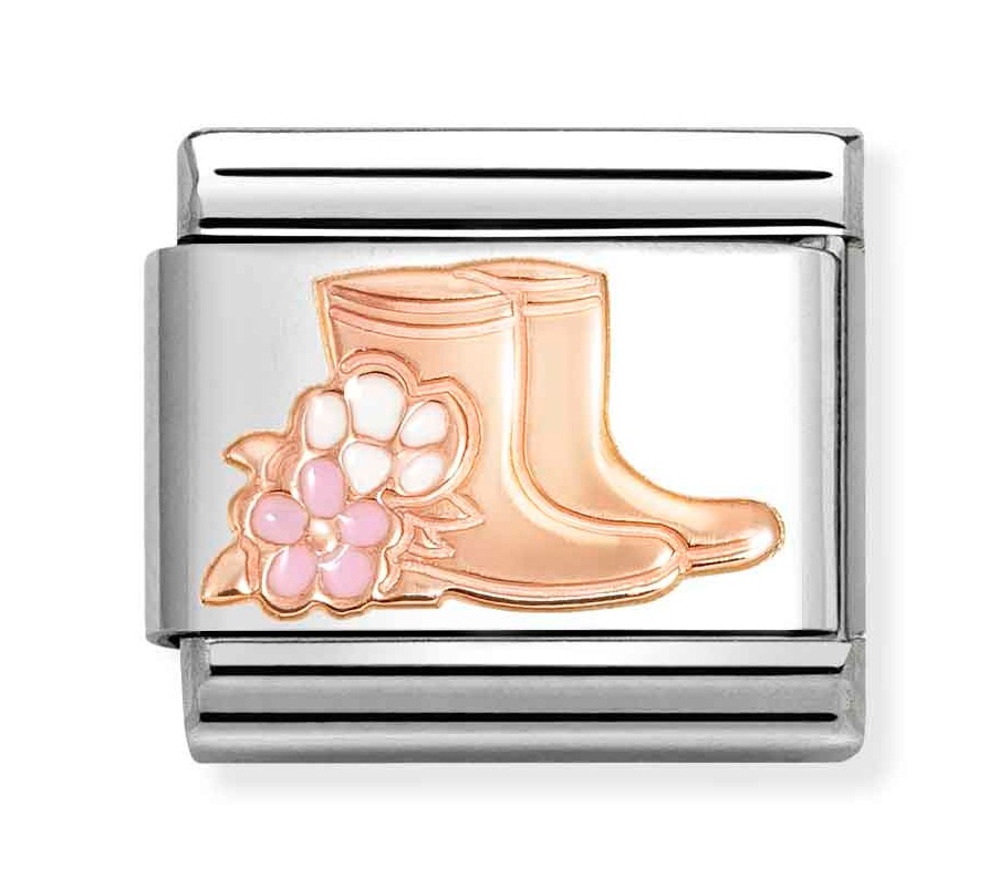 Nomination Composable Classic Rose gold symbols Boots with flowers 430202/20