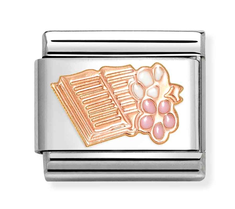Nomination Composable Classic Rose gold symbols Reading book with flowers 430202/23