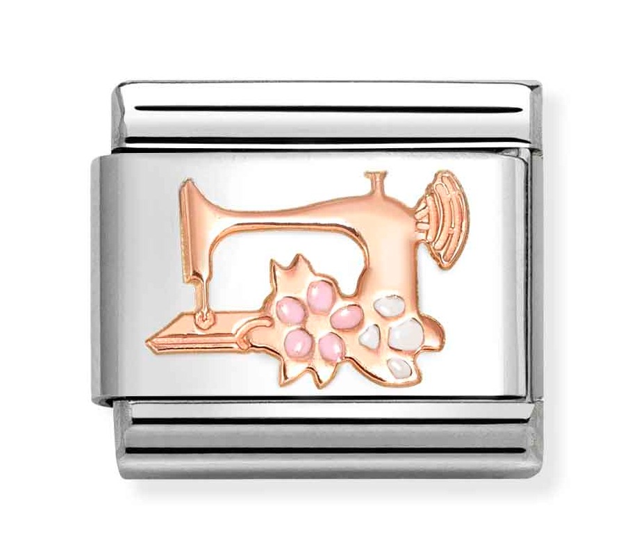 Nomination Composable Classic Rose gold symbols Sewing machine with flowers 430202/28