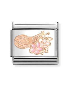Nomination Composable Classic Rose gold symbols Ball of wool with flowers 430202/29