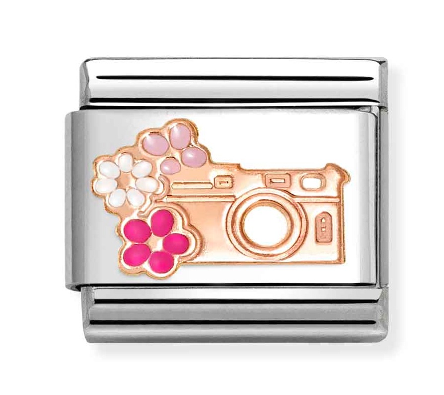 Nomination Composable Classic Rose gold symbols Camera with flowers 430202/31
