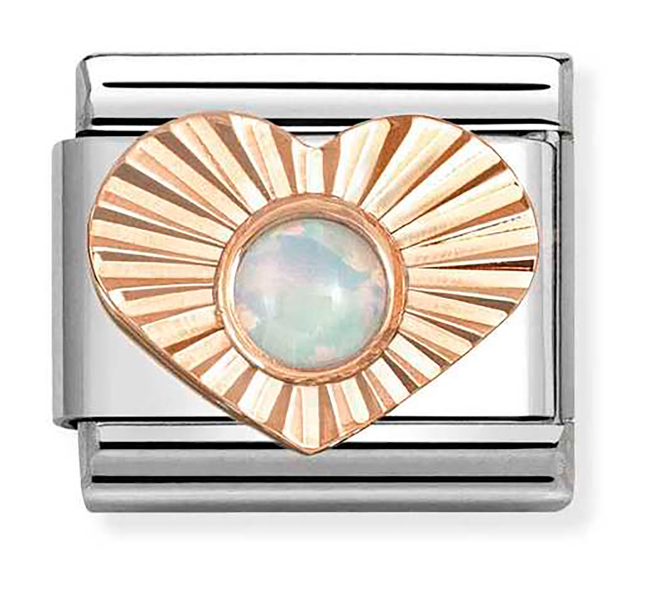 Nomination Composable Classic punakultainen sydän valkoinen opaali 430516/07