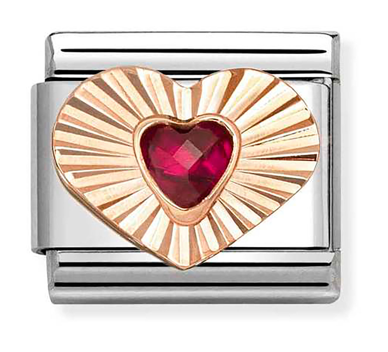 Nomination Composable Classic punakultainen sydän punainen zirkonia 430610/005