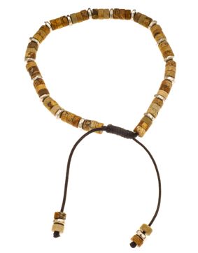 Silver Bar Luonnonkivi rannekoru latte säädettävä 4422