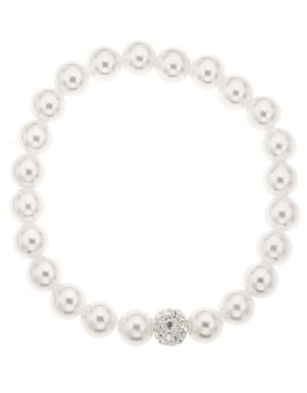 Silver Bar helmiäisrannekoru venyvä one size valkoinen 4842