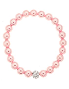 Silver Bar helmiäisrannekoru venyvä one size vaaleanpunainen 4843