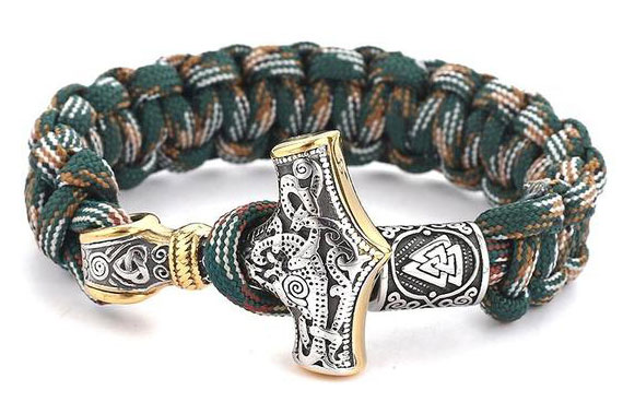 Varia Design Viking Thor rannekoru kuviollinen/hopea-kulta