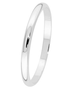 Lykka Exclusive puolipyöreä valkokultainen kihlasormus sileä 2 mm