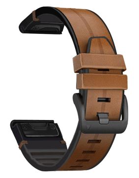 Tiera Garmin Fenix nahka-silikoniranneke pikakiinnityksellä ruskea 22 mm