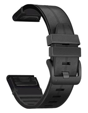 Tiera Garmin Fenix nahka-silikoniranneke pikakiinnityksellä musta 22 mm