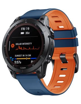 Tiera Garmin Fenix Trend silikoniranneke sini-oranssi pikakiinnityksellä 26 mm