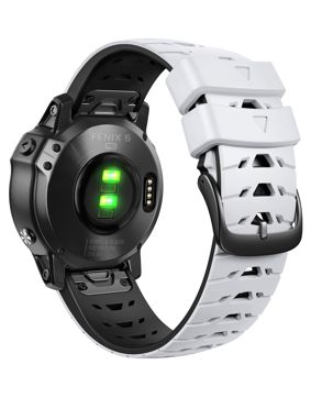 Tiera Garmin Fenix Sport silikoniranneke valko-musta pikakiinnityksellä 22 mm