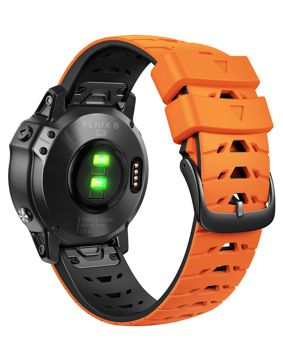 Tiera Garmin Fenix Sport silikoniranneke oranssi-musta pikakiinnityksellä 22 mm