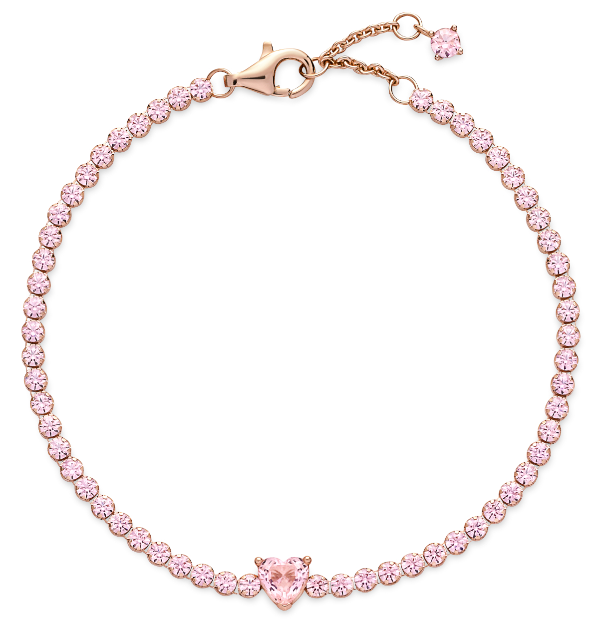 Pandora vaaleanpunainen tennis sydänrannekoru 580041C01