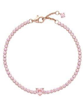 Pandora hopeinen vaaleanpunainen tennis sydänrannekoru 580041C01