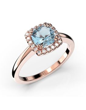 Festive Elsa Akvamariini halo-timanttisormus 587-090A-PK 0.1 ct