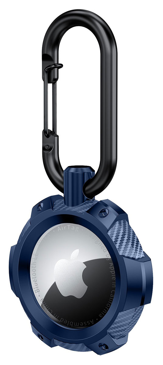 Tiera metallinen Iskunkestävä Apple AirTag suojakuori + karabiini sininen