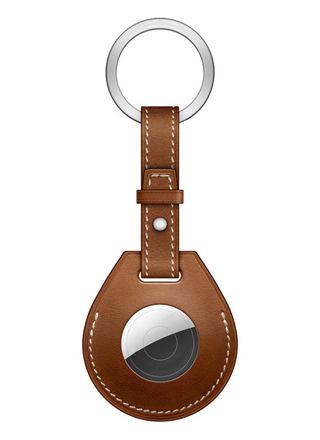 Tiera nahkainen Apple AirTag suojakuori avaimenperä lenkillä ruskea