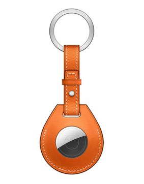 Tiera nahkainen Apple AirTag suojakuori avaimenperä lenkillä oranssi