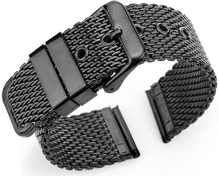 Tiera paksu Mesh -ranneke solkilukolla musta