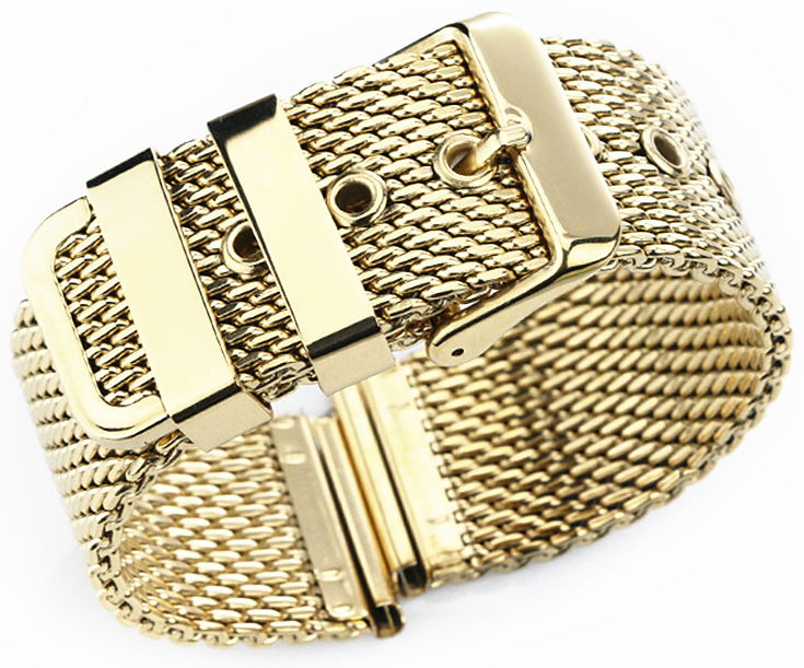 Tiera paksu Mesh -ranneke solkilukolla kulta