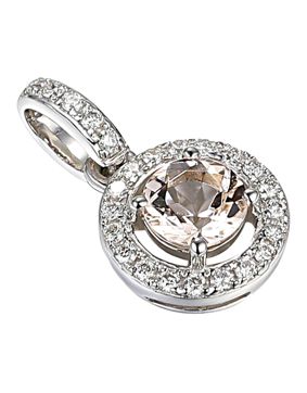 Lykken Elegance valkokultainen morganiitti timanttiriipus x 0.08 ct