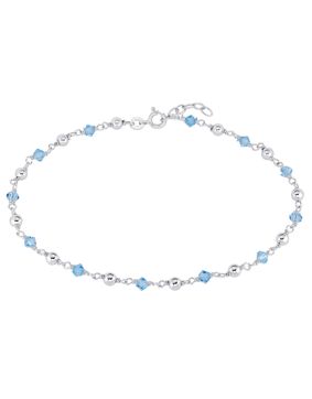 Lykka Casuals vaaleansininen hopeanilkkaketju