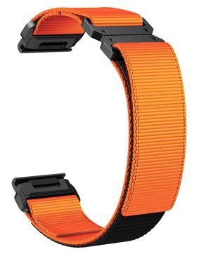 Tiera Garmin Fenix oranssi nailonranneke 26 mm terässoljella ja pikakiinnityksellä
