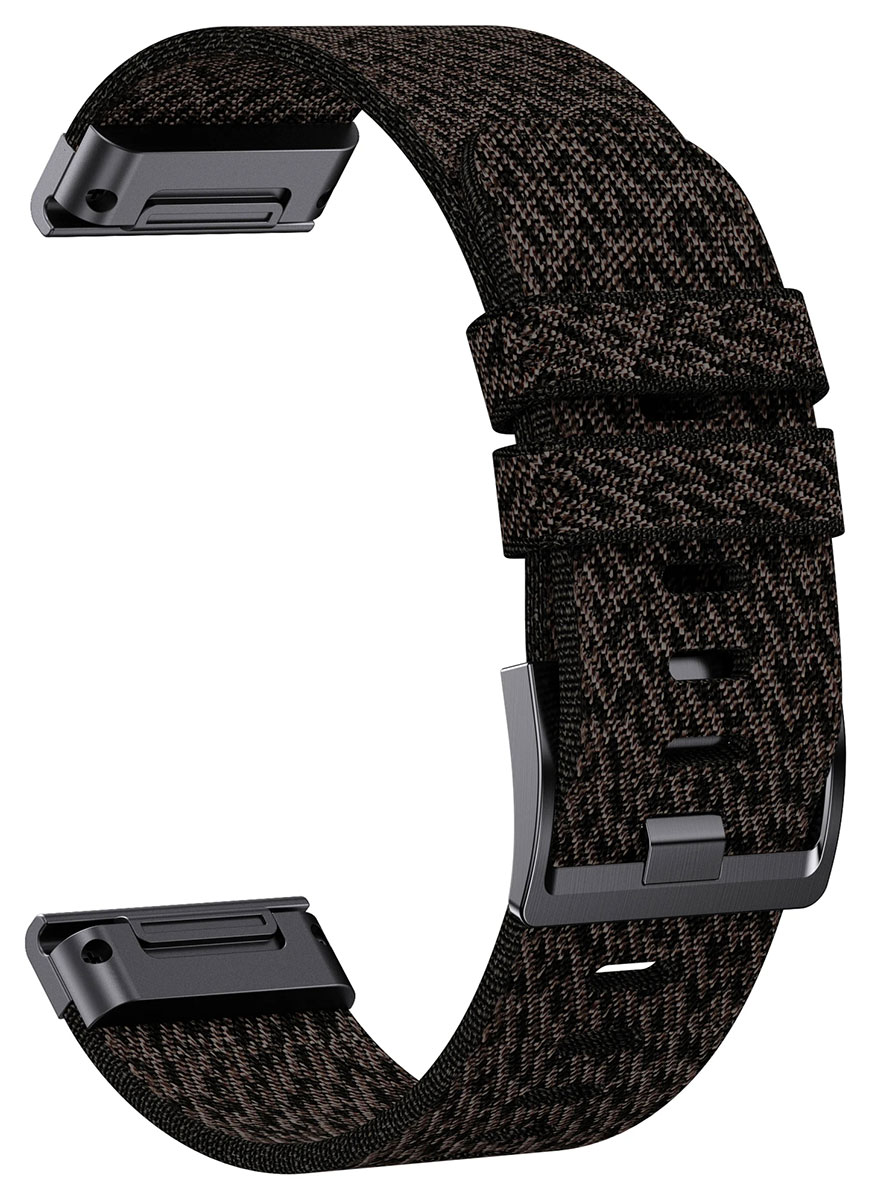 Tiera Garmin Fenix jacquard musta nailonranneke solkilukolla 22 mm pikakiinnitys
