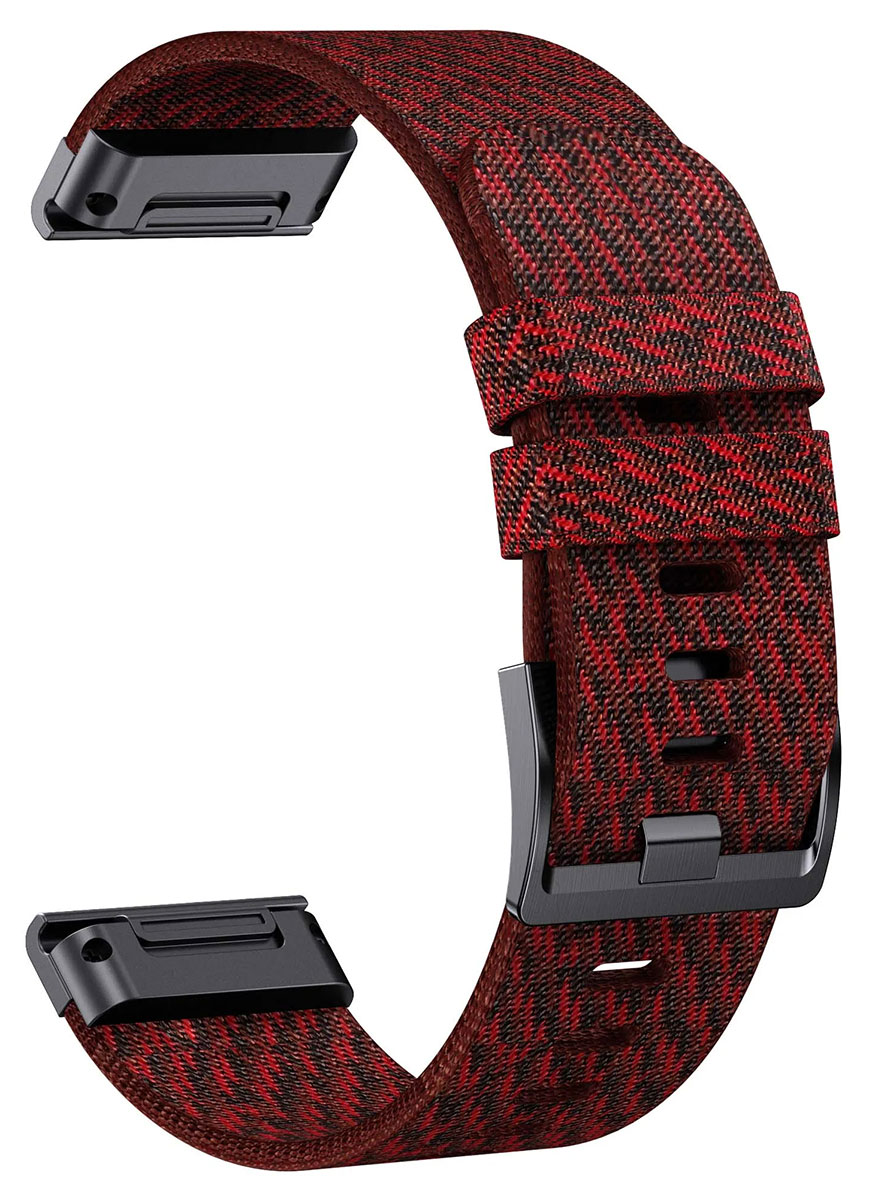 Tiera Garmin Fenix jacquard punainen nailonranneke solkilukolla 22 mm pikakiinnitys