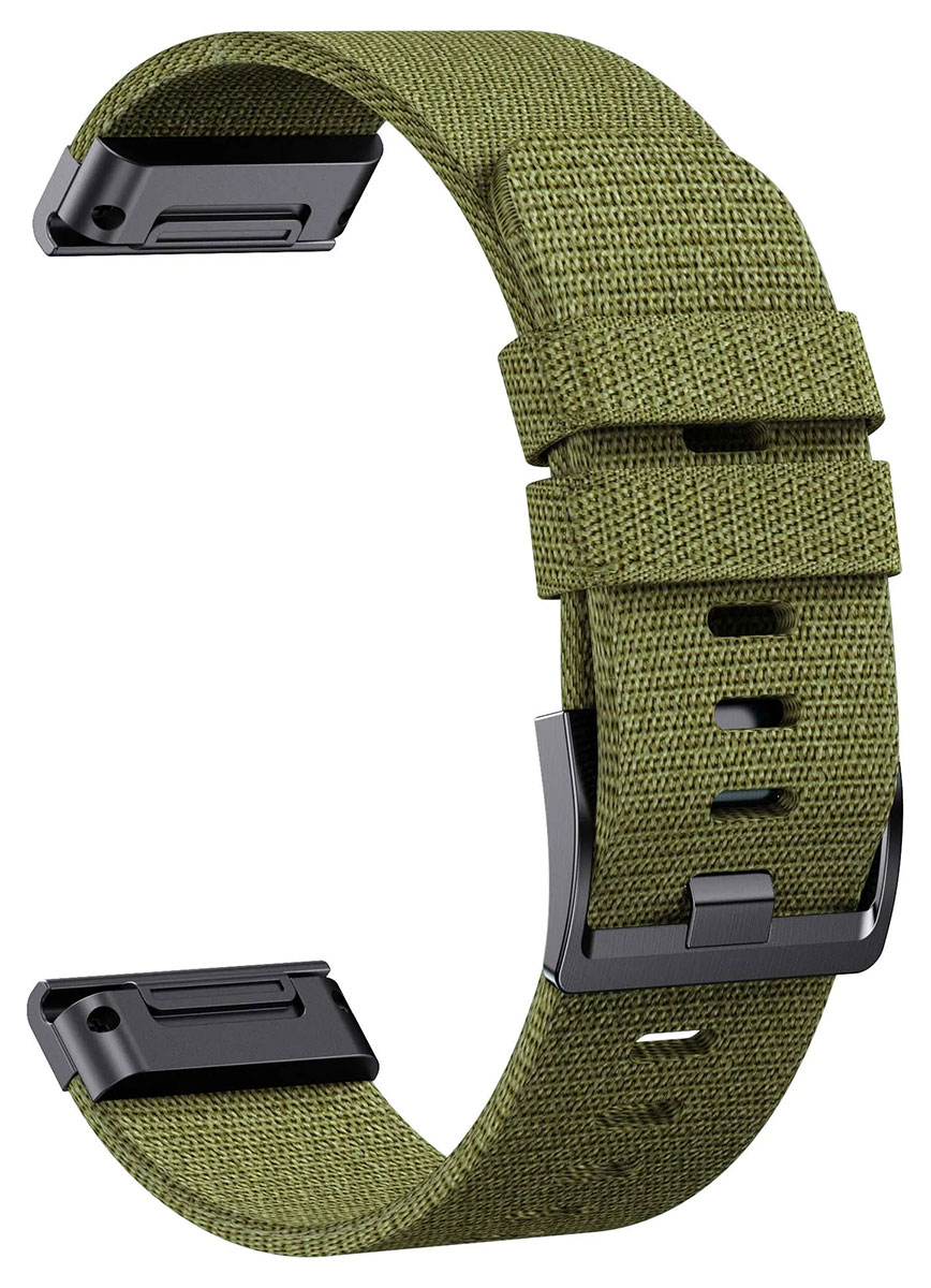 Tiera Garmin Fenix vihreä nailonranneke solkilukolla 22 mm pikakiinnitys