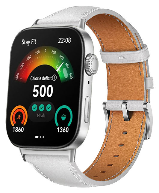 Tiera Huawei Watch Fit 3 valkoinen nahkaranneke