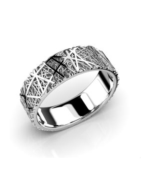 Festive Routa valkokultasormus 6,5 mm mustalla rodinoinnilla 662-000-VM