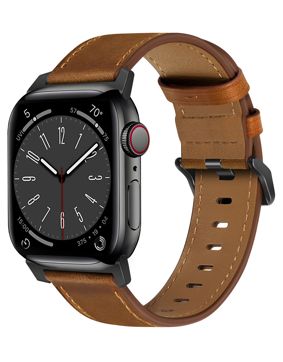 Tiera Apple Watch tummanruskea nahkaranneke