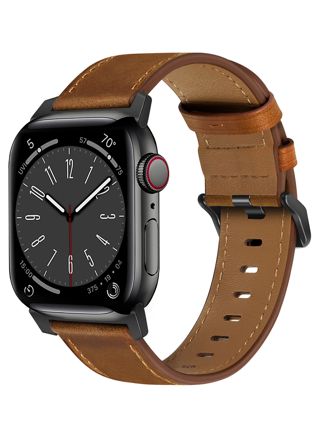 Tiera Apple Watch tummanruskea nahkaranneke