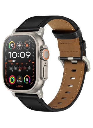 Tiera Apple Watch musta nahkaranneke titaanisolki