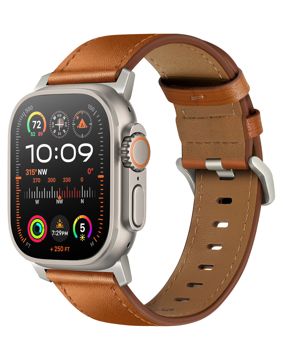 Tiera Apple Watch ruskea nahkaranneke titaanisolki