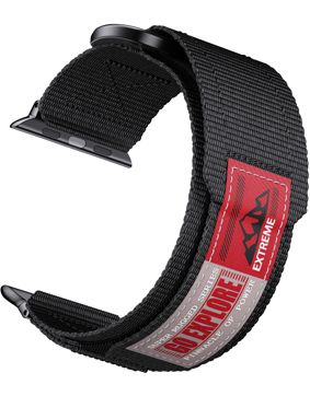 Tiera Apple Watch kangasranneke tarrakiinnityksellä musta