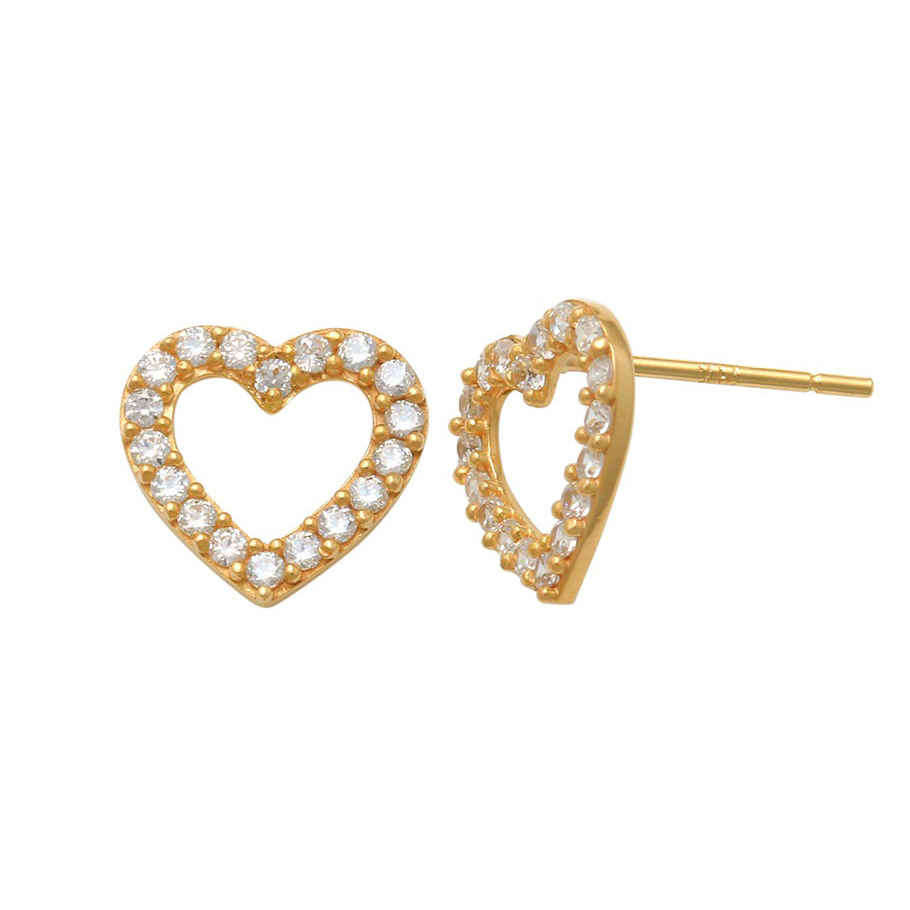 Lykka Hearts kultaiset sydänkorvakorut zirkonioilla