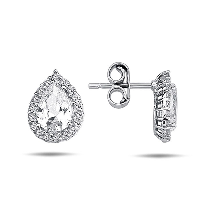 Lykka Casuals pisara zirkonia korvakorut hopeaa