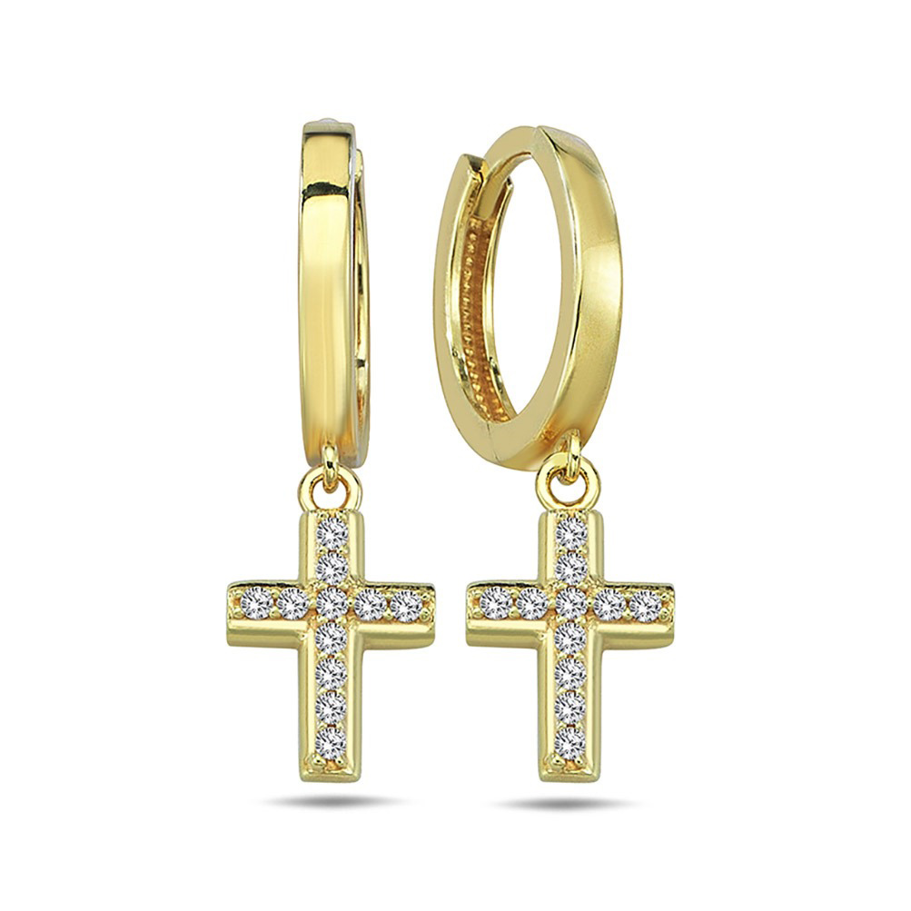 Lykka Crosses kullatut hopeiset ristikorvakorut