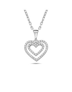 Lykka Hearts tuplasydän hopeakaulakoru