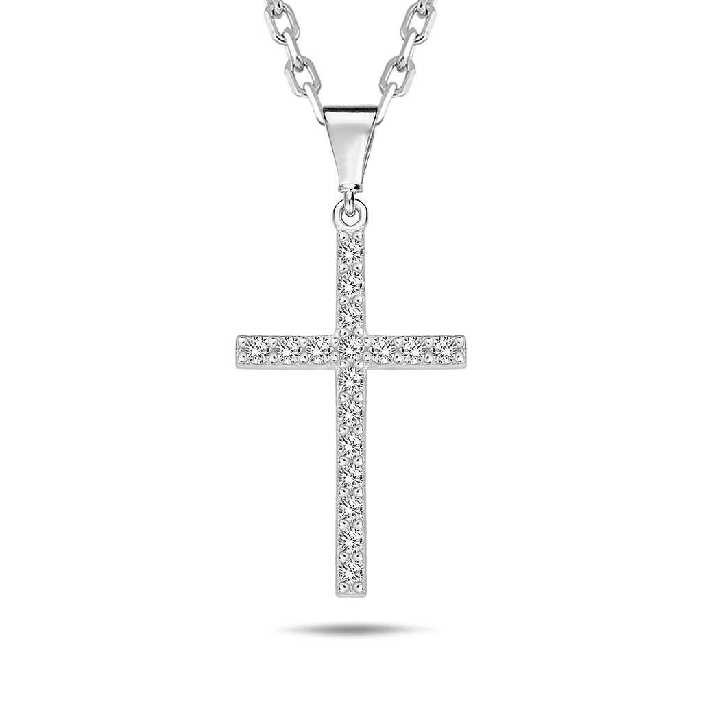 Lykka Crosses hopeinen ristikaulakoru 21,50 x 12,50mm