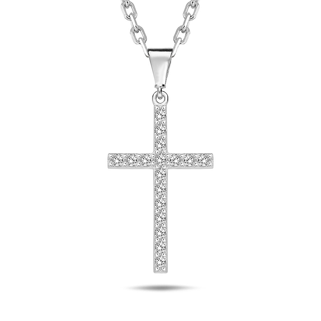 Lykka Crosses hopeinen ristikaulakoru 21,50 x 12,50mm