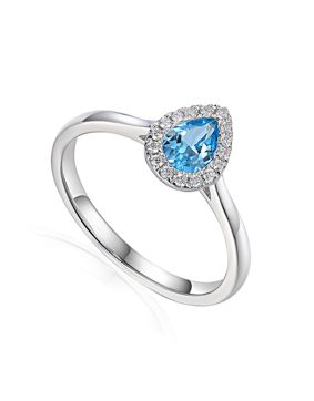 Lykka Elegance valkokultainen timanttisormus topaasilla 0,07 ct