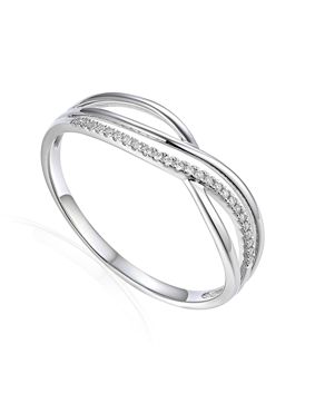 Lykka Elegance valkokultainen crossover timanttisormus 0,06 ct